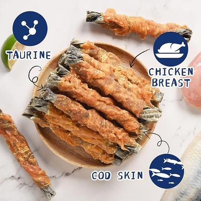 Show full view: Pawup Chicken Wrapped Cod Skins Natural Chew Dog Treats, 12.5-oz jar slide 3 of 8
