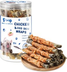 Pawup Chicken Wrapped Cod Skins Natural Chew Dog Treats, 12.5-oz jar
