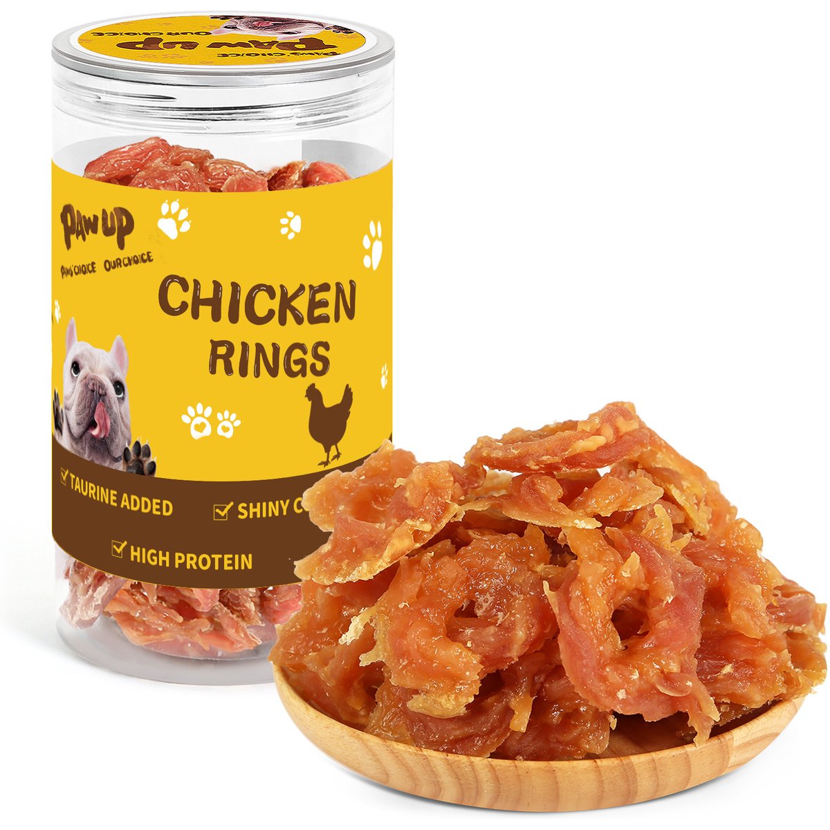 Pawup Chicken Jerky Rings Dog Treats, 12.5-oz jar