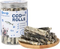 Pawup Cod Skin Rolls Natural Chew Dog Treats, 8-oz jar