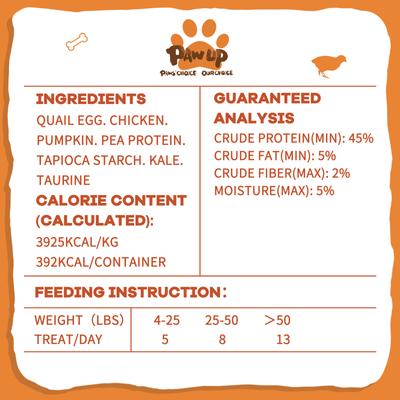 Show full view: Pawup Freeze-Dried Quail Egg Yolk Pumpkin Flavor Dog & Cat Treats, 3.5-oz jar slide 10 of 11