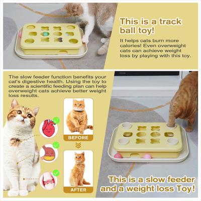 Show full view: KADTC 3 In 1 Puzzle Station Cat Toy, Yellow slide 4 of 7