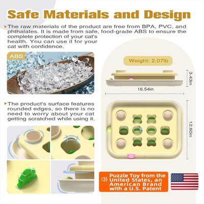 Show full view: KADTC 3 In 1 Puzzle Station Cat Toy, Yellow slide 2 of 7