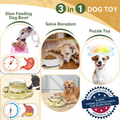 Show full view: KADTC Diner 2 In 1 Puzzle Dog Toy, Yellow slide 2 of 7