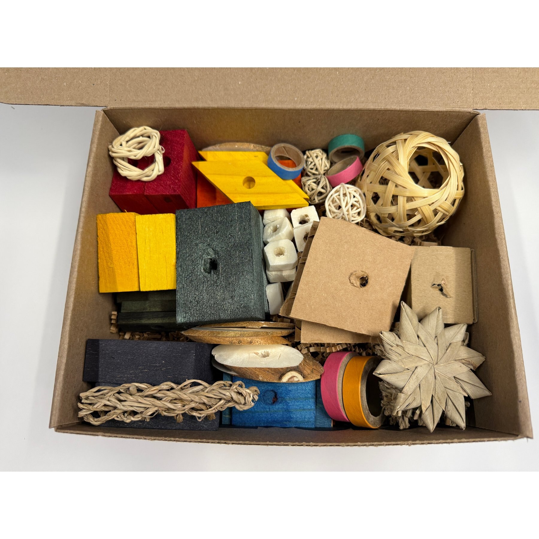 Beaktivity Bird Toy Base Refill Kit, Multicolored Soft Wood, Small