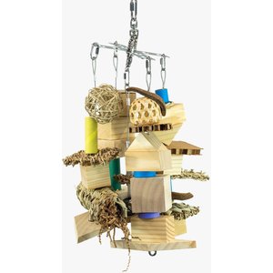 A&E Cage Company Rainbow Cotton Rope Boing with Bell Bird Toy, Multicolor, Large