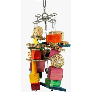 A&E Cage Company Rainbow Cotton Rope Boing with Bell Bird Toy, Multicolor, Large
