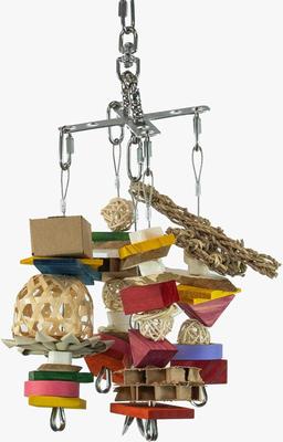 Show full view: Beaktivity Xcalibird Bird Toy Base, Multicolored Medium Wood, Small slide 2 of 6