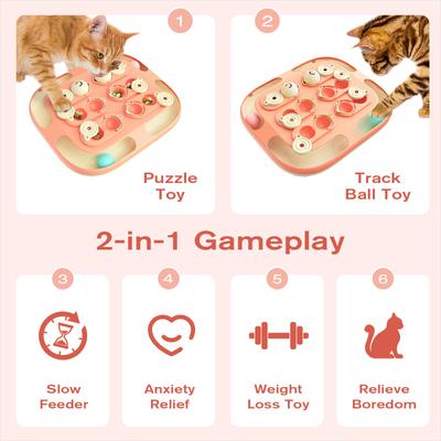 Show full view: KADTC Treasure Chest 2 In 1 Puzzle Cat Toy, Pink slide 3 of 8