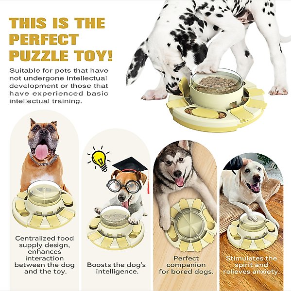 Show full view: KADTC Diner 2 In 1 Puzzle Dog Toy, Yellow slide 4 of 7