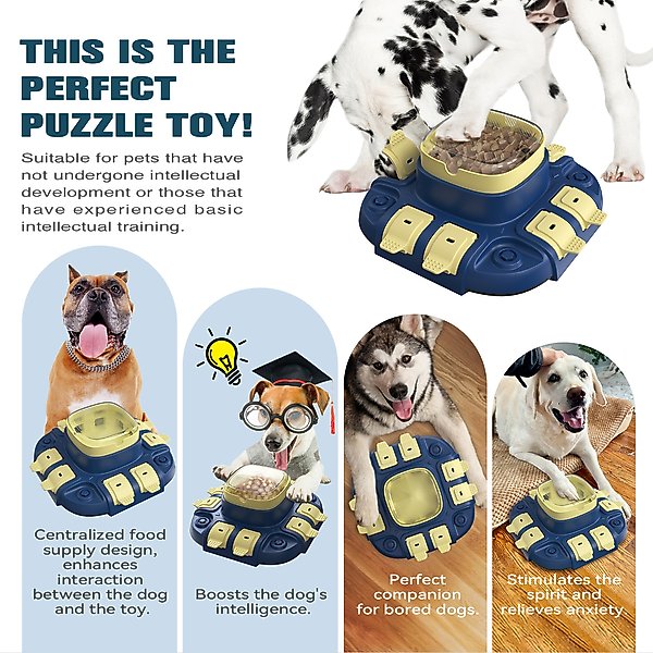 Show full view: KADTC Bistro 2 In 1 Puzzle Dog Toy, Blue slide 4 of 8