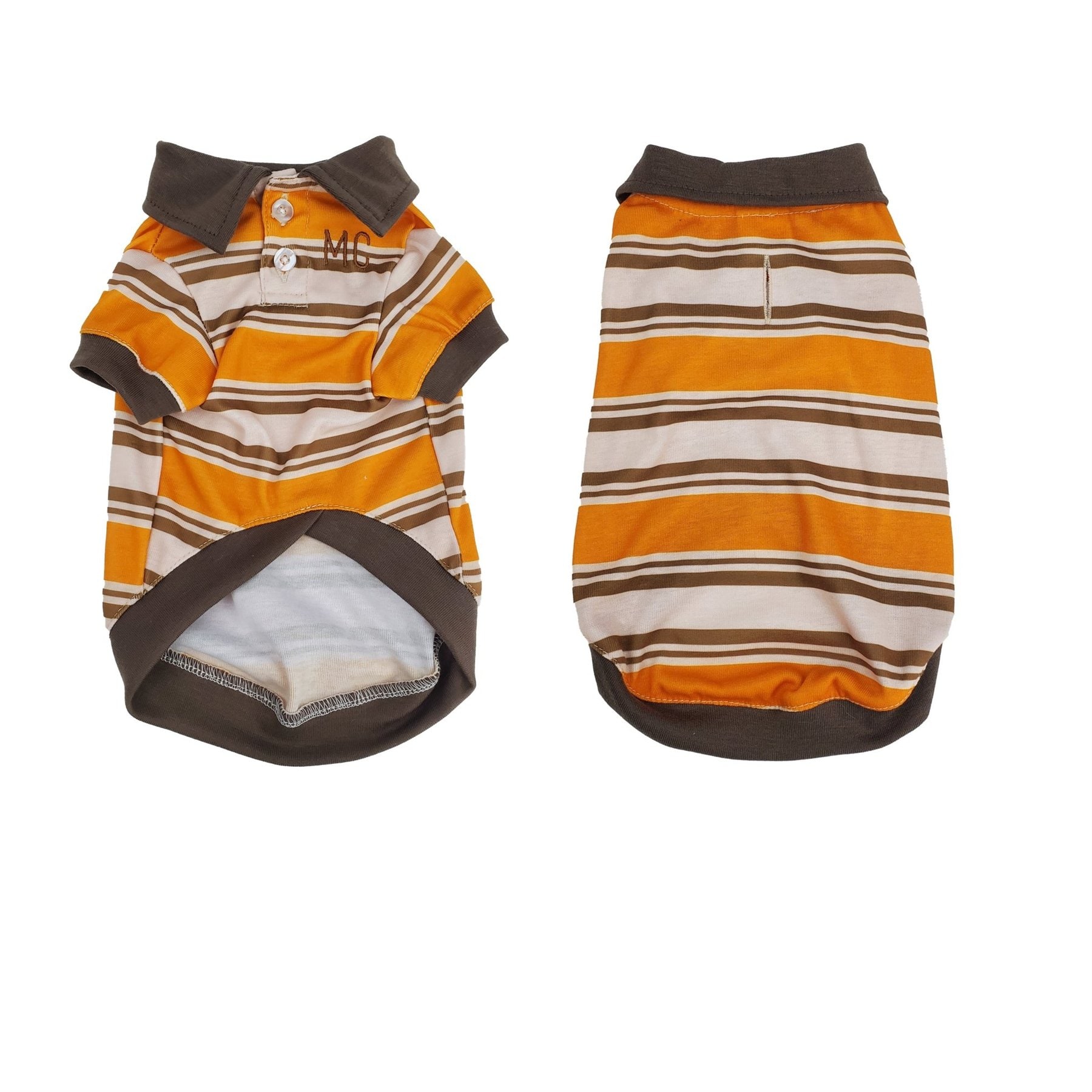 Max's Closet Retro Striped Dog Polo Shirt, Medium