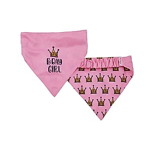 Hip Doggie Birthday Girl Reversible Dog Bandana, Small