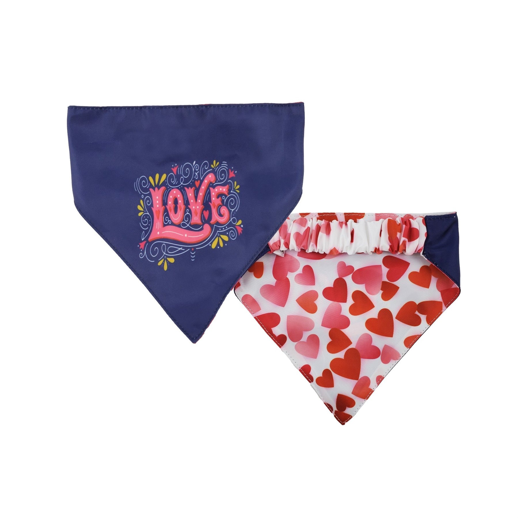 Hip Doggie Valentine's Day Love & Scattered Hearts Reversible Dog Bandana, Small