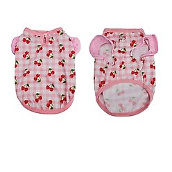 Hip Doggie Cherry Gingham Ruffle Dog Shirt, Medium