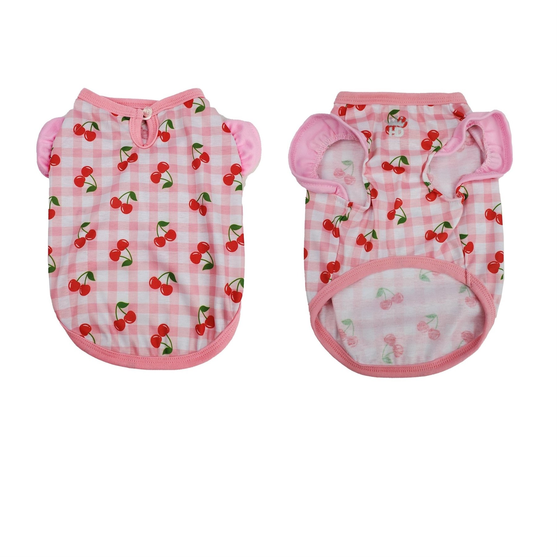 Hip Doggie Cherry Gingham Ruffle Dog Shirt, Large
