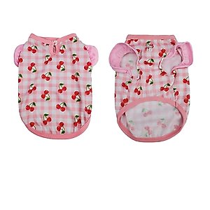 Hip Doggie Cherry Gingham Ruffle Dog Shirt, Small
