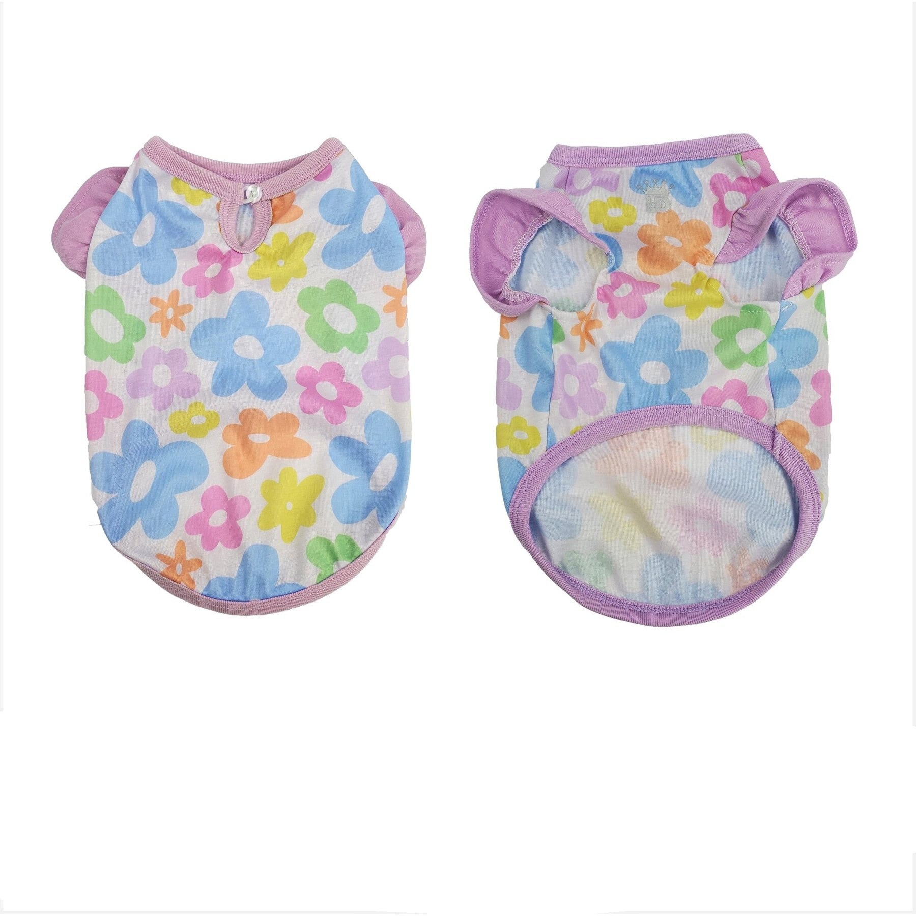 Hip Doggie Pastel Flower Ruffle Dog Shirt, X-Small