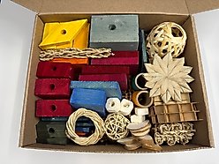 Beaktivity Bird Toy Base Refill Kit, Multicolored Soft Wood, Medium