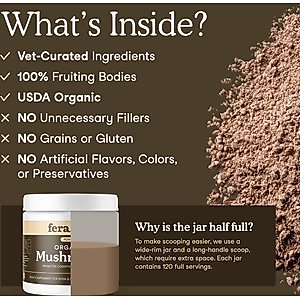 Fera Pets Mushroom Immune Support Dog & Cat Supplement, 120 servings