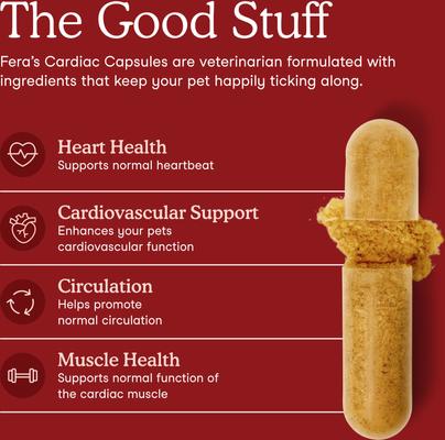 Show full view: Fera Pets Cardiac Support Salmon Flavor Supplement for Dog & Cat, 60 capsules slide 3 of 11