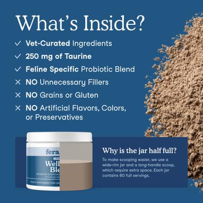 Show full view: Fera Pets Wellness Blend Powdered Supplement for Cats, 2.1-oz jar slide 4 of 9