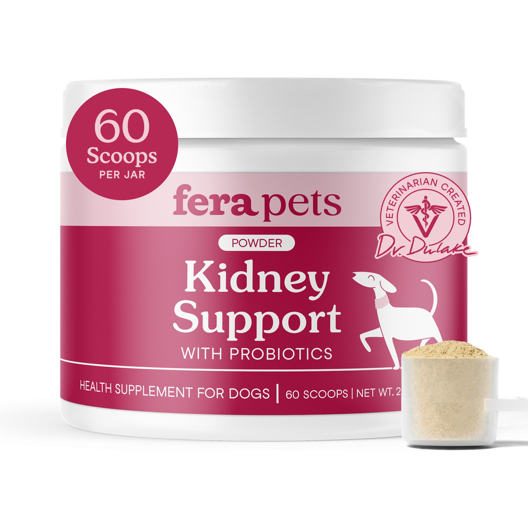 Fera Pets Kidney Support Powdered Supplement for Dogs, 2.1-oz jar