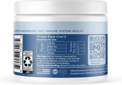 Show full view: Fera Pets Postbiotics Plus Powder Digestive Aid Supplement for Dogs & Cats, 2.10-oz jar slide 8 of 10