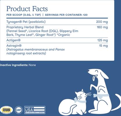 Show full view: Fera Pets Postbiotics Plus Powder Digestive Aid Supplement for Dogs & Cats, 2.10-oz jar slide 7 of 10
