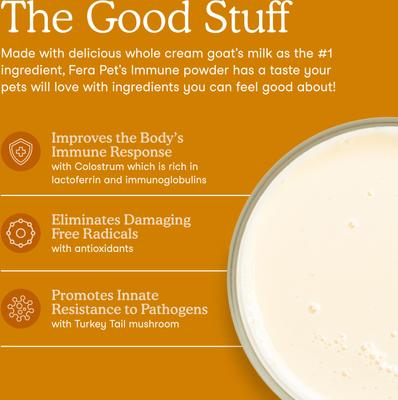 Show full view: Fera Pets Immune Goat Milk Powder Supplement for Dogs & Cats, 6.34-oz pouch slide 3 of 9