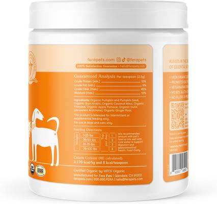 Show full view: Fera Pets Pumpkin Plus USDA Organic Fiber Support for Dogs & Cats, 8-oz jar slide 8 of 12