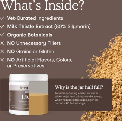 Show full view: Fera Pets Liver Support with Milk Thistle & Turmeric Powder for Dogs & Cats, 2.5-oz jar slide 4 of 12
