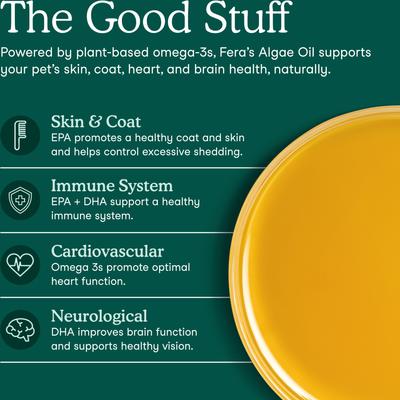 Show full view: Fera Pets Algae Oil Vegan Omega-3s Supplement for Dogs & Cats, 8-fl oz bottle slide 3 of 12