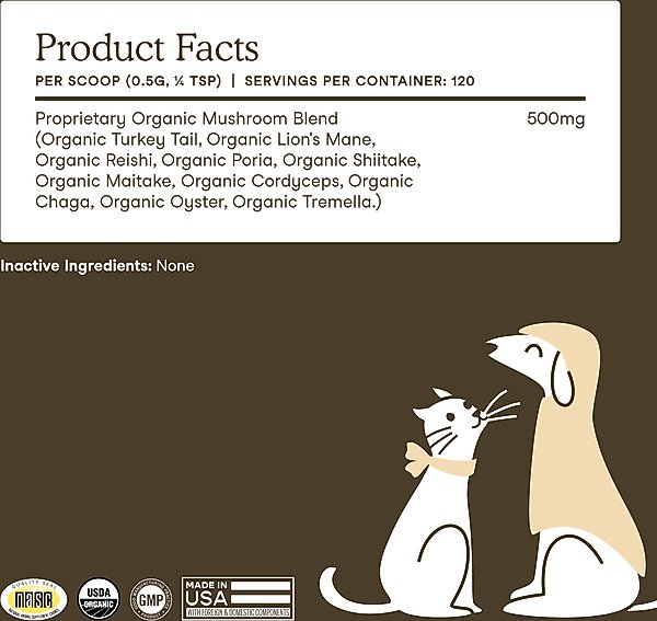Show full view: Fera Pets Mushroom Cognitive & Immune Support Powder Supplement for Dog & Cat, 2.12-oz jar slide 7 of 10
