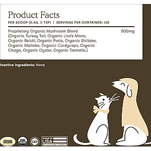 Fera Pets Mushroom Immune Support Dog & Cat Supplement, 120 servings
