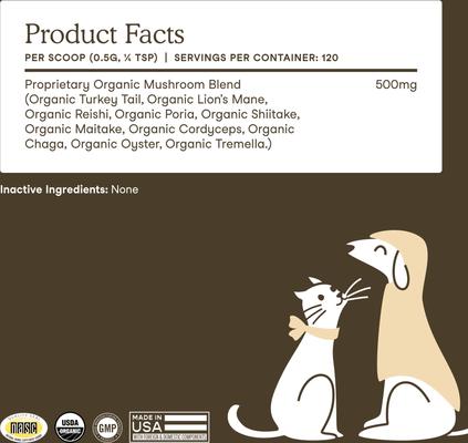 Show full view: Fera Pets Mushroom Cognitive & Immune Support Powder Supplement for Dog & Cat, 2.12-oz jar slide 7 of 12
