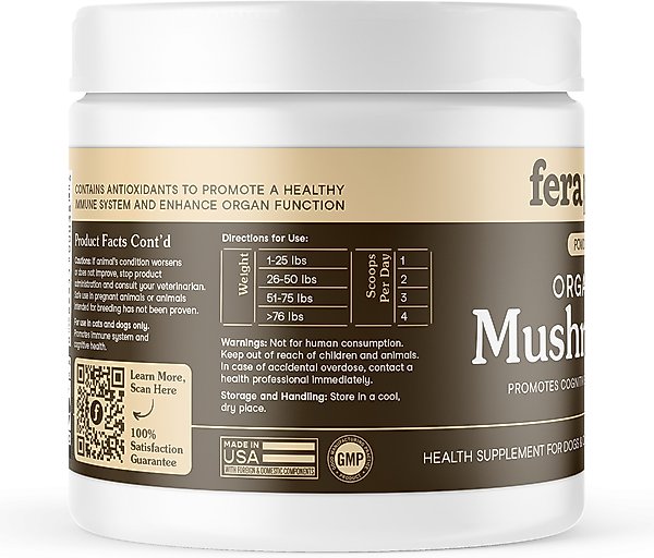 Show full view: Fera Pets Mushroom Cognitive & Immune Support Powder Supplement for Dog & Cat, 2.12-oz jar slide 8 of 10