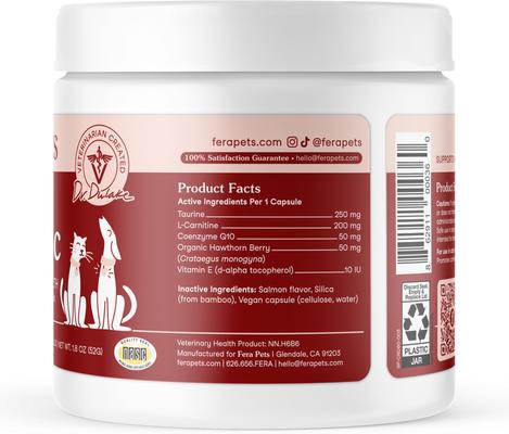 Show full view: Fera Pets Cardiac Support Salmon Flavor Supplement for Dog & Cat, 60 capsules slide 8 of 11