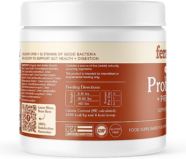 Show full view: Fera Pets Probiotics with Organic Prebiotics Powder Supplement for Dogs & Cats, 2.56-oz jar slide 8 of 10