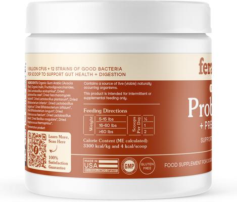 Show full view: Fera Pets Probiotics with Organic Prebiotics Powder Supplement for Dogs & Cats, 2.56-oz jar slide 8 of 12