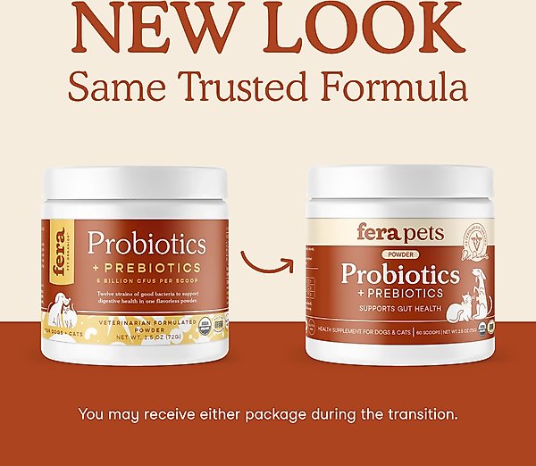 Show full view: Fera Pets Probiotics with Organic Prebiotics Powder Supplement for Dogs & Cats, 2.56-oz jar slide 2 of 10