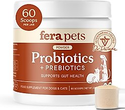 Fera Pets Probiotics with Organic Prebiotics Powder Supplement for Dogs & Cats, 2.56-oz jar