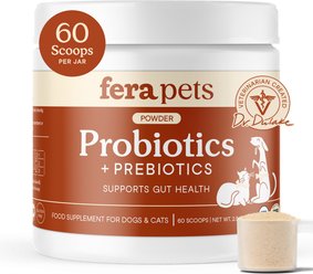 Fera Pets Probiotics with Organic Prebiotics Powder Supplement for Dogs & Cats, 2.56-oz jar
