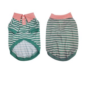 Max's Closet Striped Dog Polo Shirt, Green/Gray, Small