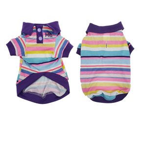 Max's Closet Striped Dog Polo Shirt, Pink/Blue, Small
