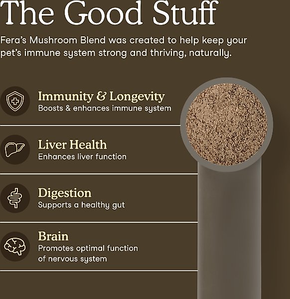 Show full view: Fera Pets Mushroom Cognitive & Immune Support Powder Supplement for Dog & Cat, 2.12-oz jar slide 3 of 10