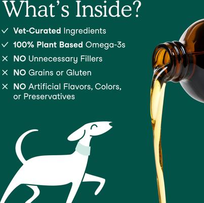 Show full view: Fera Pets Algae Oil Vegan Omega-3s Supplement for Dogs & Cats, 8-fl oz bottle slide 4 of 12