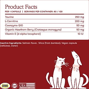 Fera Pets Cardiac Support Salmon Flavor Dog & Cat Supplement, 120 capsules