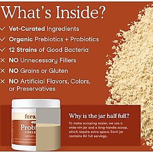 Fera Pets Probiotics with Organic Prebiotics for Dogs & Cats, 60 servings