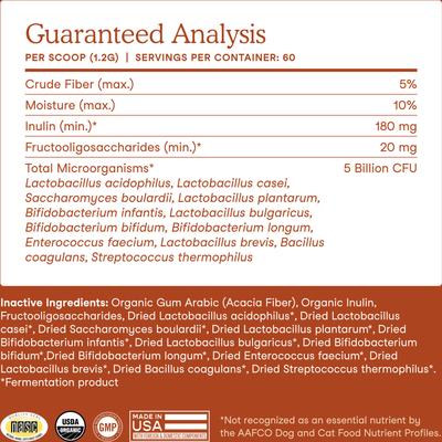Show full view: Fera Pets Probiotics with Organic Prebiotics Powder Supplement for Dogs & Cats, 2.56-oz jar slide 7 of 12